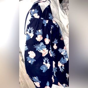 Floral open leg maxi dress